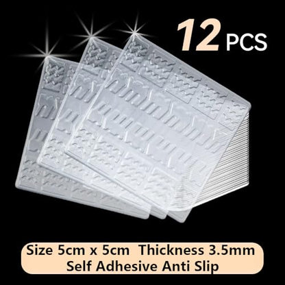 Clear Non Slip Furniture Pads, 12 PCS Rubber No Skid Furniture Grippers, Self Adhesive Anti Slip Furniture Pads, Anti Slide Hardwood Floors Protectors for Keep Couch Stoppers (2 inch Square) - size: 2 inch Square