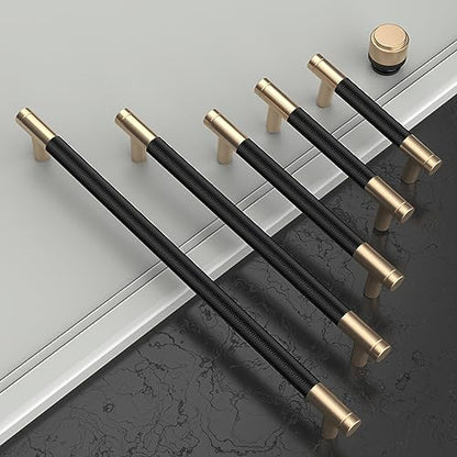 Asidrama 20 Pack Black-Gold Knurled Dresser Drawer Cabinet Hardware Zinc Knobs for Dresser Drawers - color: Black-Gold, style: 20 Pack
