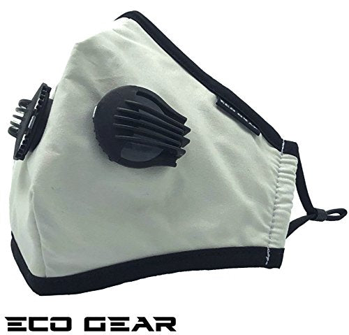 ECO-GEAR Anti Pollution Face Mask Particulate Respirator Protection | Anti Dust, Exhaust Gas, Smoke, Pollen and Fumes | Washable with 2 Filters Indoor and Outdoor - color: Gray
