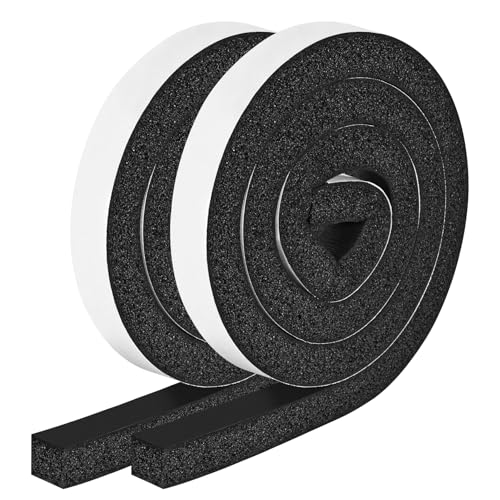 Foam Strips with Adhesive, 1 Inch Wide X 1 Inch Thick, Neoprene Weather Stripping High Density Closed Cell Foam Tape Seal for Doors and Windows Insulation, Total 13 Feet Long(6.5ft x 2 Rolls) - color: Adhesive, size: 13Ft x1 in x 1 in