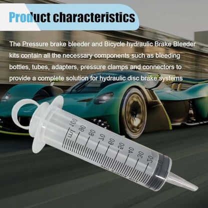 Brake Bleeder Kit, Motorcycle Brake Clutch Bleeder Tool with 100ML Syringe 50cm Hose, Hydraulic Disc Motorbike Scooter Oil Fluid Extractor Brake Bleeding Kit, Universal Brake Fluid Bleeder Kit