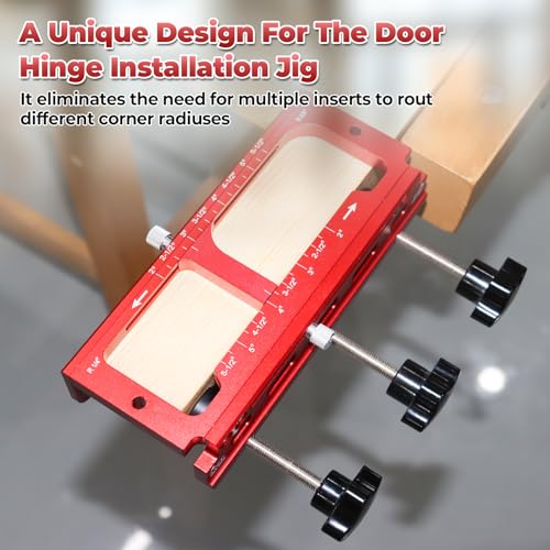JOJOCY 1229 Hinge Jig Plus, Dual Clamping Door Hinges Mortiser Kit with Strike & Latch Templates, Self-Aligning Hinge Jig for 2.5” to 5.5” Hinges