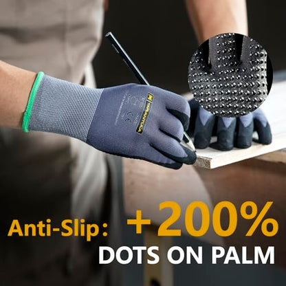 Tarantula Safety Work Gloves MicroFoam Nitrile Coated 12 Pairs,Endurance Seamless Knit Nylon,Dots on Palm,Dot Grip Gloves,X-Lagre - color: Grey, size: X-Large (Pack of 12)