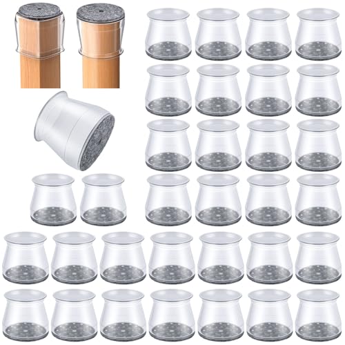 32 Pcs Chair Leg Floor Protectors - Silicone Felt Pads, Scratch-Proof & Noise-Free, Easy Smooth Moving, Large Size (Fits Round Chair Legs: 1-5/16" to 2" Diameter) - color: Clear-32pcs, size: Universal Large