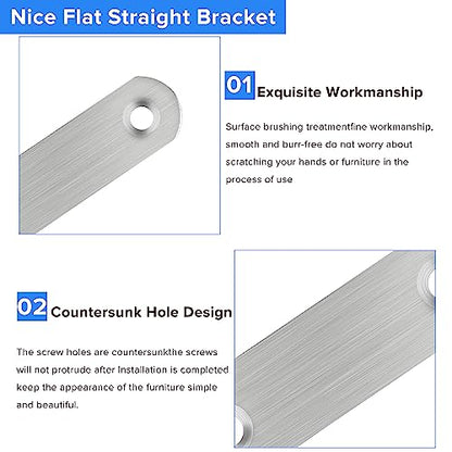 24 Pack Straight Brace,Flat Brace 3” x 0.6”,Stainless Steel Flat Metal Braces,Repair Bracket with Screws - size: 76mm/24 Pcs