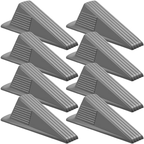 Frienda 8 Pcs Jumbo Door Stoppers Heavy Duty Door Stopper Tall up to 2inch Tall Wedge TPR Large Wedge Stackable Big Rubber Doorstop for Hotel Carpet Hardwood Concrete and Tile (Gray) - color: Gray