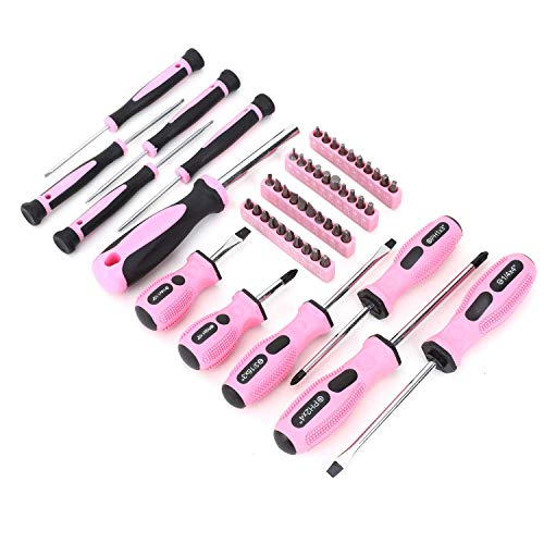FASTPRO Pink Tool Set, 220-Piece Lady's Home Repairing Tool Kit with 12-Inch Wide Mouth Open Storage Tool Bag - color: Pink