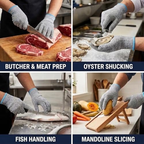 Premium Level 9 Cut Resistant Gloves for Food Prep, Butcher, Fish Cleaning, Meat Cutting, Mandoline - size: Medium