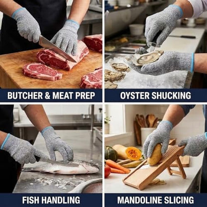 Premium Level 9 Cut Resistant Gloves for Food Prep, Butcher, Fish Cleaning, Meat Cutting, Mandoline - size: Large