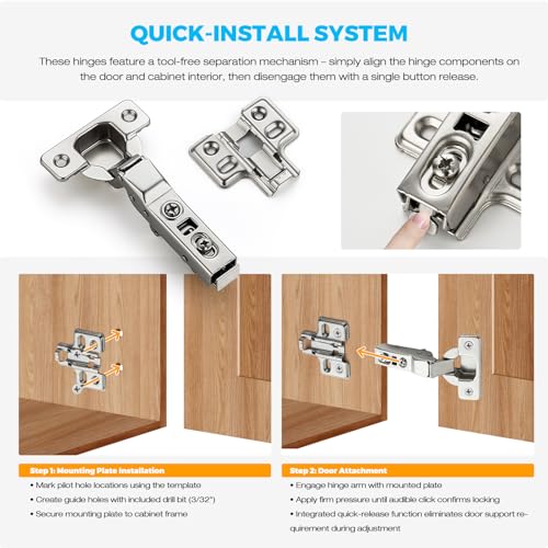 HOME EDIT 1 Pairs 2 Pack European Half Overlay Soft Close Cabinet Hinges Concealed Kitchen Cabinet Hinges Heavy-Duty Frameless Adjustable for Cupboard Hardware - size: Half Overlay