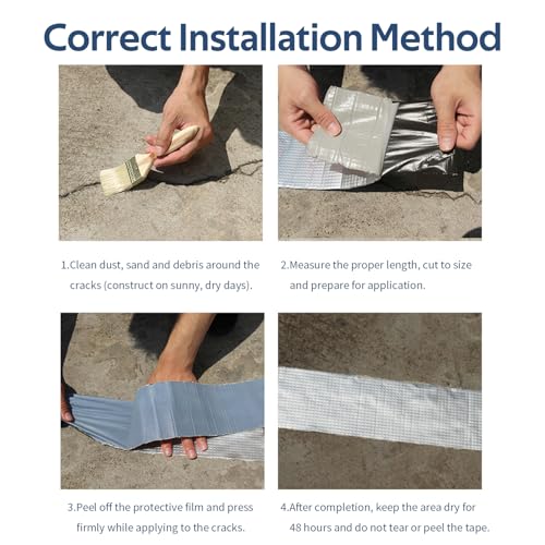 1 Roll - Strong Waterproof Aluminum Foil Butyl Rubber Tape, Leak-Proof Sealant for Pipes & Walls, Ideal for Flat Surfaces - Durable & Weather-Resistant, Sealant Waterproof（Width 5cm×3m