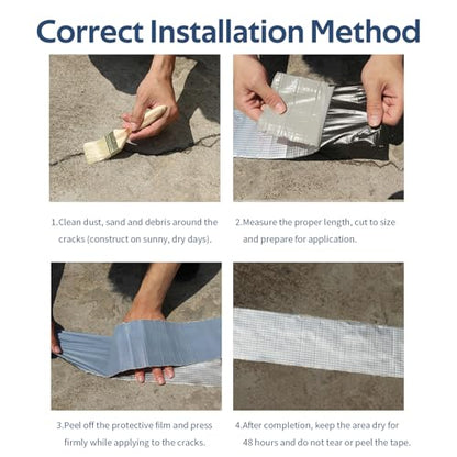 1 Roll - Strong Waterproof Aluminum Foil Butyl Rubber Tape, Leak-Proof Sealant for Pipes & Walls, Ideal for Flat Surfaces - Durable & Weather-Resistant, Sealant Waterproof（Width 5cm×3m