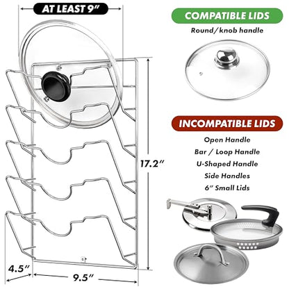 Simple Houseware Wall Door Mounted Pot Lid Rack, Chrome Finish - color: Chrome