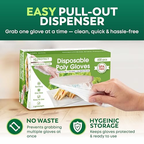 Keppi 600 Pack Disposable Food Prep Gloves – Clear Polyethylene, Latex- BPA & Powder-Free – Bulk Kitchen Gloves for Cooking, Catering, BBQ, Baking, Restaurant Food Handling - color: Poly Gloves, size: Medium