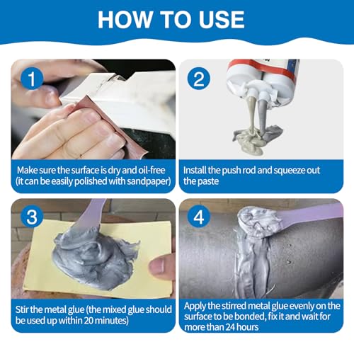 Professional Metal Repair Epoxy Glue, 1.6 Oz Heavy Duty Weld - Strongest for Metal, Aluminum, Steel, Stone, Plastic - All Purpose Adhesive