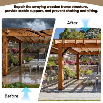 4 Pcs 45 Degree Angle Support Brackets,Wood Post and Beam Angle Support Brackets,45 Degree Corner Braces Inside Joint for Gazebos,Tree Houses, Cabins and Patios - size: 4 Pieces