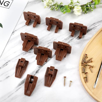 6pcs Drawer Track Guide Kit, Plastic Drawer Guides for Kenlin Rite Trak I, Brown Replacement Drawer Slides Guides Repair Kit for Center Mount Drawer, Dresser, Bedside Table