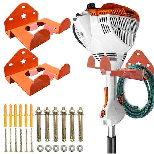Garage Organizer Weedeater Hanger, Garage Storage Trimmer Rack Shed Organizer Garden Power Tool Hanger for Grass Trimmer, Hedge Trimmer, Garage Wall, Weed Eater, Garden Tools - color: 2 Brackets
