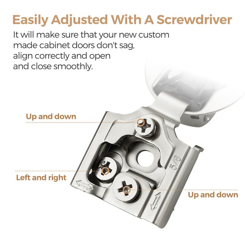 Ravinte 2 Pack 1 Pair 5/8 inch Overlay Soft Close Kitchen Cabinet Hinges Stainless Steel Adjustable Kitchen Hinges Satin Nickel Cabinet Hardware - size: 5/8 inch Overlay