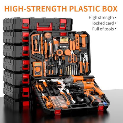 IZIO 42-Piece General Home Repair Tool Set with Drill, Grinder & Multimeter - Ideal Gift Idea for Men, Dad, Husband, Homeowners - Complete DIY Hand Tool Kit for Housewarming, Birthday, Christmas