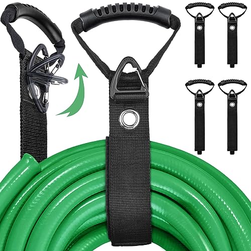 FOLIV 4PCS Storage Straps 3 in 1 Multifunction, Heavy Duty Storage Straps for Cables and Ropes, Extension Cord Organizer with Handle for Pool Hoses, Garden Hoses, Cords - 28'' + 22''