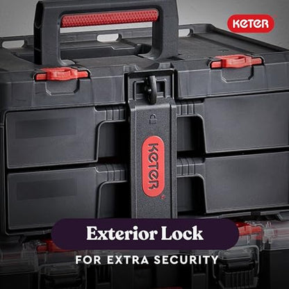 Keter Stack-n-Roll Two Drawer Tool Box for Small Parts and Power Tool Accessories, Fits Keter Modular Tool Storage System - size: 2 Drawer