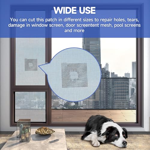 14 Sheets Window Screen Patches Repair Kit, 3 Sizes Window Screen Repair Kit for Mesh Screen Door, Strong Adhesive Fiberglass Quick Screen Repair Tape (Gray)
