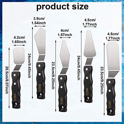 5-piece Large Palette Knife Set Stainless Steel Painting Knives with Wood Handles for Acrylic & Oil Painting Canvas Texturing, Impasto, Color Mixing – Art Supplies for Artists and Beginners