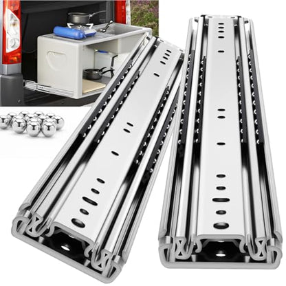 YENUO Heavy Duty Drawer Slides 12 14 16 18 20 22 24 26 28 30 32 34 36 38 40 44 48 52 56 60 Inch Full Extension Side Mount Ball Bearing Long Rails Track Guide Glides Runners Load 500 Lbs 1 Pair - size: 12 Inch, style: Load:500 lb (No lock) -W:76mm
