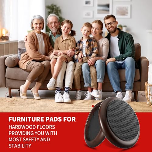 Ezprotekt 2.5 inch Non Slip Round Wood Furniture Pads for Hardwood Floors, 4 Pcs Anti Slip Furniture Coaster for Chair Sofa Bed Couch, Furniture Cups with Anti-Slide EVA Anti-Scratch (Dark Brown) - size: 2.5 inch