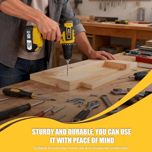 Cordless Drill Set 70PCS, Power Drill Cordless with Battery and Charger, 3/8" Keyless Chuck Electric Drill Tool Kit for Home Repair and DIY Projects, 2 Batteries