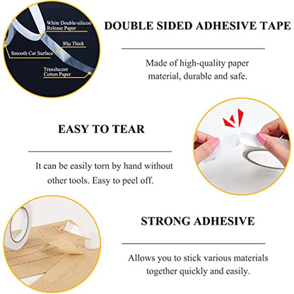 SmaringWing Double Sided Tape for Crafts, 6 Rolls Multi-Size Double-Sided Adhesive Tape for Arts, Photography, Gift Box, Scrapbooking, Card Making, Paper Backing - size: 5mm/ 6mm/ 8mm/ 10mm/ 12mm/ 15mm