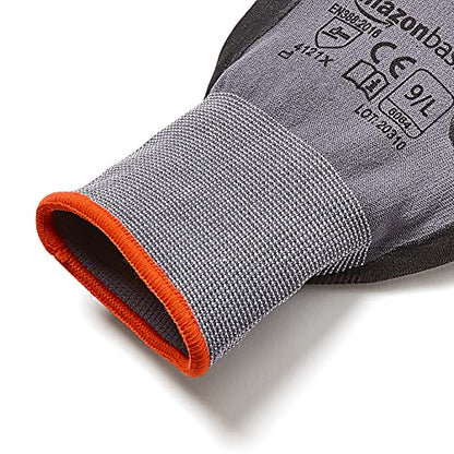 Amazon Basics Micro-Foam Nitrile Coated Safety Work Gloves, Nylon Liner Fiber, Touch Screen Compatible, Grey, Size 9, Large, 6-Pack - size: Large (Pack of 6)