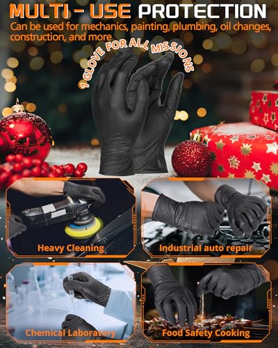 nitroshield 9mil Heavy Duty Disposable Nitrile Gloves, Black XLarge 800Pcs -Chemical Resistant, Latex Powder Free Rubber Gloves Diamond Texture for Automotive, Mechanics, Cooking,BBQ, Industrial Use - color: Black-800, size: X-Large