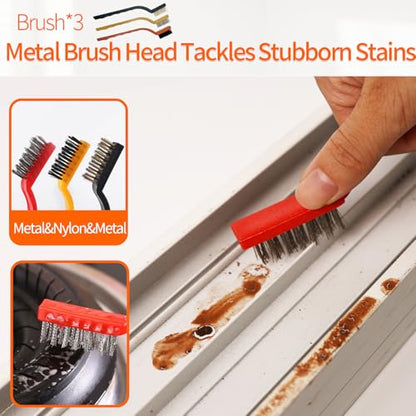 Window Track Cleaner Tools Set - 14 Pcs Window Groove Cleaning Brush Kit, Crevice Cleaning Brush for Sliding Door, Shutter, Sill, Tile Lines, Sink - size: 14 PCS