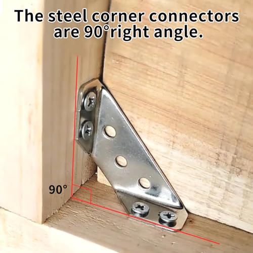 Trapezoid L Shelf Bracket Brace - Corner Connector: 15 Pack Angle Brackets Stainless Steel Support Joint with Mounting Hardware Used for Wood Chair Furniture Cabinetry Vanity Project Build Repair
