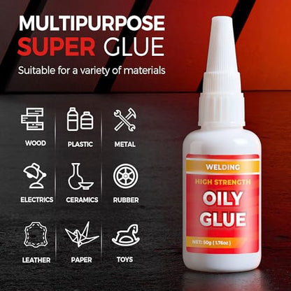 3 PCS Welding High-Strength Oily Glue, Welding Super Glue Gel Instant Adhesive Powerful Universal Glue for Metal, Plastic, Wood, Glass, Ceramics, Leather
