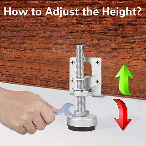 4 Pack Heavy Duty Leveling Feet, Furniture Leg Adjustable Load Levelers Foot, Furniture Leveler Leg, Leveling Height for Workbench Cabinet Pool Table Bench Machine Cabinet Refrigerator Feet - color: Silver