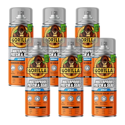 Gorilla Waterproofing Spray, Rubberized Sealant, Clear, 14 Ounce (Pack of 6) - Seals Out Water, Air, and Moisture - color: Clear, size: 6 - Pack