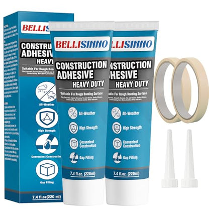 Construction Adhesive Heavy Duty, Cement Glue for Concrete, Floor, Wall, Stone, Wood and More, 14.8 Ounce Tile Squeeze Tube, Suitable for Rough Bonding Surface (220ml*2) - style: 220ml*2