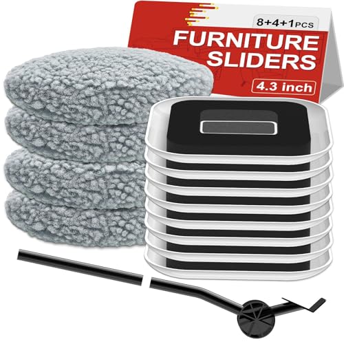 New Upgrade Furniture Sliders, Multi-Surface 3-in-1 Furniture Movers Sliders, Heavy Moving Pads with 8PCS 4.3" Carpet Sliders+4PCS Hard Floor Socks+1 Lifter, Protect Floor and Easily Move Furniture - size: 4.3in 8+4+1Pack