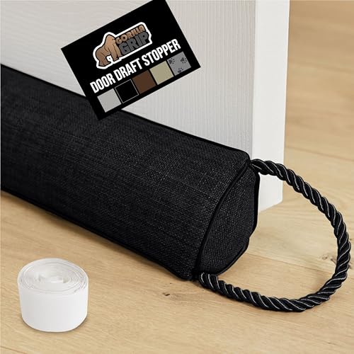 GORILLA GRIP Door Draft Stopper for Bottom of Doors, Cold Air Insulation Sweep, Weather Stripping Seal Noise, Soundproofing, Warmth Sealer, Easy Install Gap Filler, Home Essentials, 38 Inch, Black - color: Black, size: 38 Inch