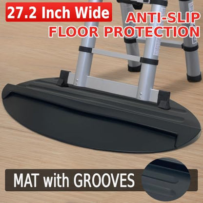 Japard Safety Ladder Mat, Anti-Skid Stop Pad, Anti-Slip Stopper Safe Mat, Soft Rubber 27" x 15.7", Floor Stabilizer Accessories Black (Black 1)