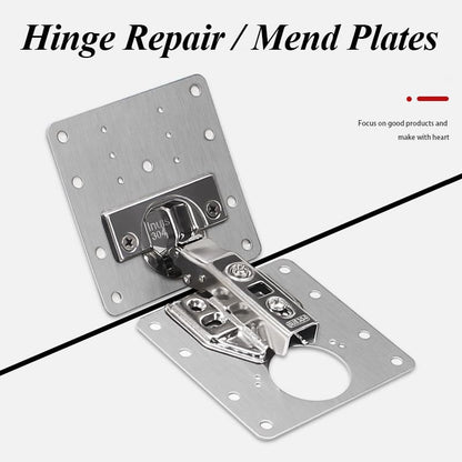 12 Pack Hinges Repair Plate Set, Stainless Steel Drawer Hinge Replacement Plates Kit, Kitchen Cabinet Cupboard Door Hinge Fixing Brackets with 72pcs Screws for Furniture Wardrobe Mending Kit - color: 12pcs 9x9cm