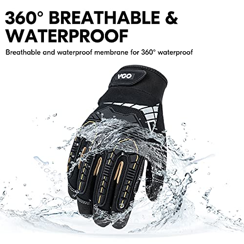 Vgo... 1-Pair 32°F Waterproof Heavy Duty Winter Work Gloves Men,Mechanic Gloves, Impact Protection& Vibration Reduction(Size L, Black&Gold, SL8849FW) - color: Black&gold-winter, size: Large (1 Pair)