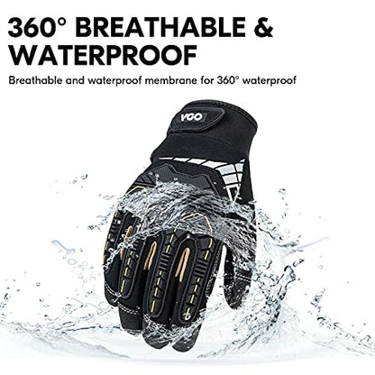 Vgo... 1-Pair 32°F Waterproof Heavy Duty Winter Work Gloves Men,Mechanic Gloves, Impact Protection& Vibration Reduction (Size XS, Black&Gold, SL8849FW) - color: Black&gold-winter, size: X-Small (1 Pair)