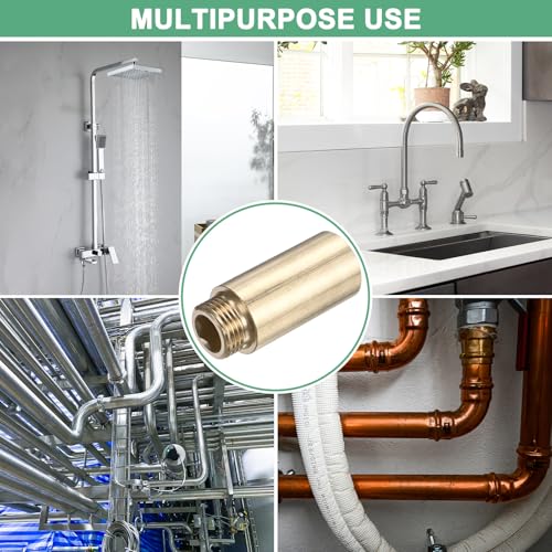 M METERXITY Shower Head Extension Arm, Brass G1/2 Male to Female Extension Pipe Fitting Adapter with PTFE Thread Seal Tape for Shower/Faucet, Pipe Plumbing Coupler 2.36"/60mm 2-Pack - size: 2.36"/60mm
