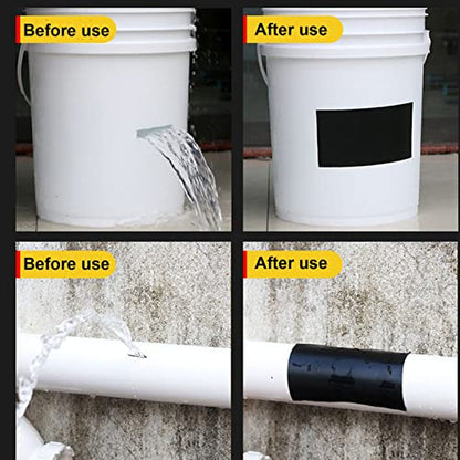 WELSTIK Waterproof Tape Patch & Seal Tape Leak Repair Tape Duct Tape, Black, 4''x 60" - color: BLACK