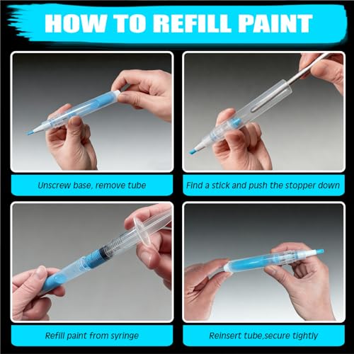 King Origin Refillable Touch-Up Paint Pen, 3 Pcs Paint Pens with Syringes, Wall Paint Repair Tool, Precise Application, Walls, Floors, Windows, Doors, Furniture and DIY Home Improvement, Pack of 6