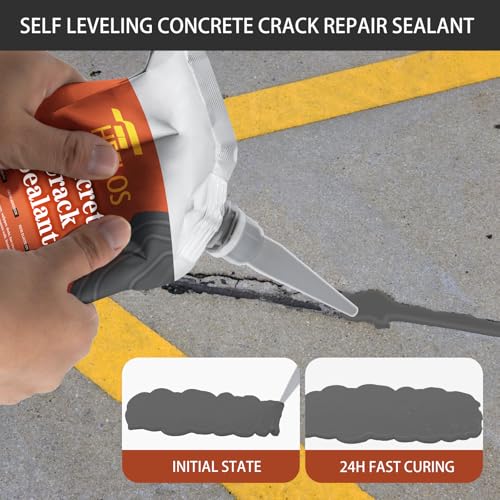 Concrete Crack Filler Self Leveling,6 Pack Slab Concrete Crack Sealant, High Elasticity Cement Crack Filler Repair Sealer, Waterproof Sealing Caulking Adhesive for Driveway, Patio, Sidewalk(Grey) - style: 6Pack-6.6LB